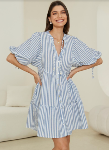 Jayla Dress - Big Blue Stripes